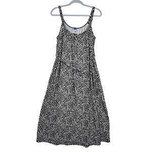 Old Navy Black Dots Sleeveless Tie-Waist Nursing Midi Swing Dress Size Medium